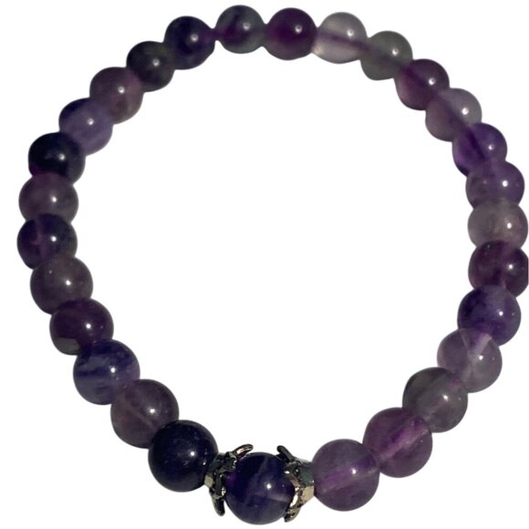 Amethyst Gemstone Stretch Bracelet With Claw Accent Bead Fashion Jewelry Purple - Picture 2 of 5